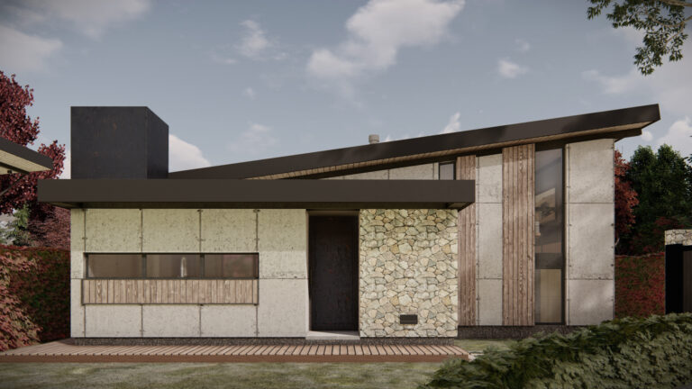 Fachada frontal - Persianas abiertas